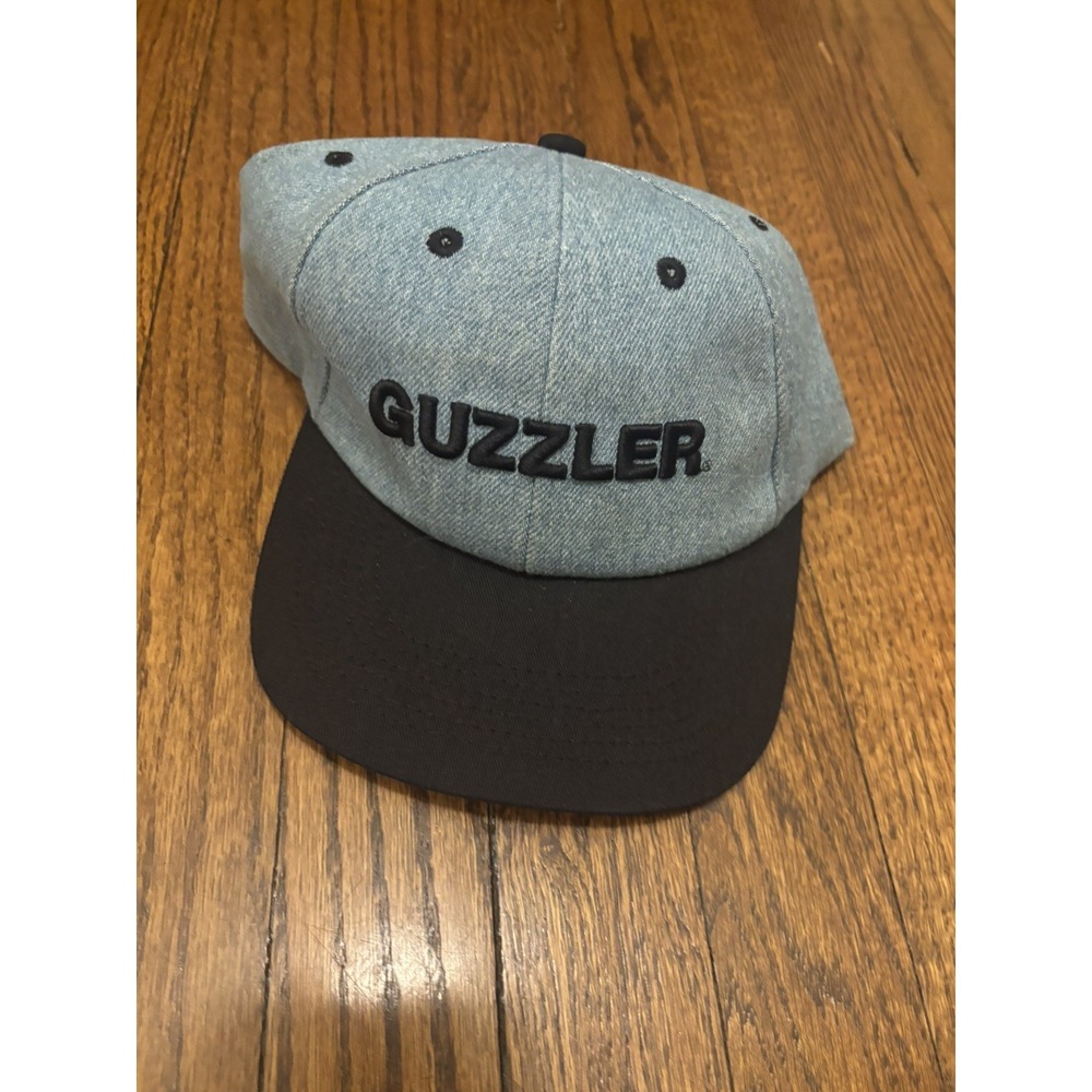 Guzzler Snapback Hat Denim Light Wash Black Adjustable Mens Cap Vintage